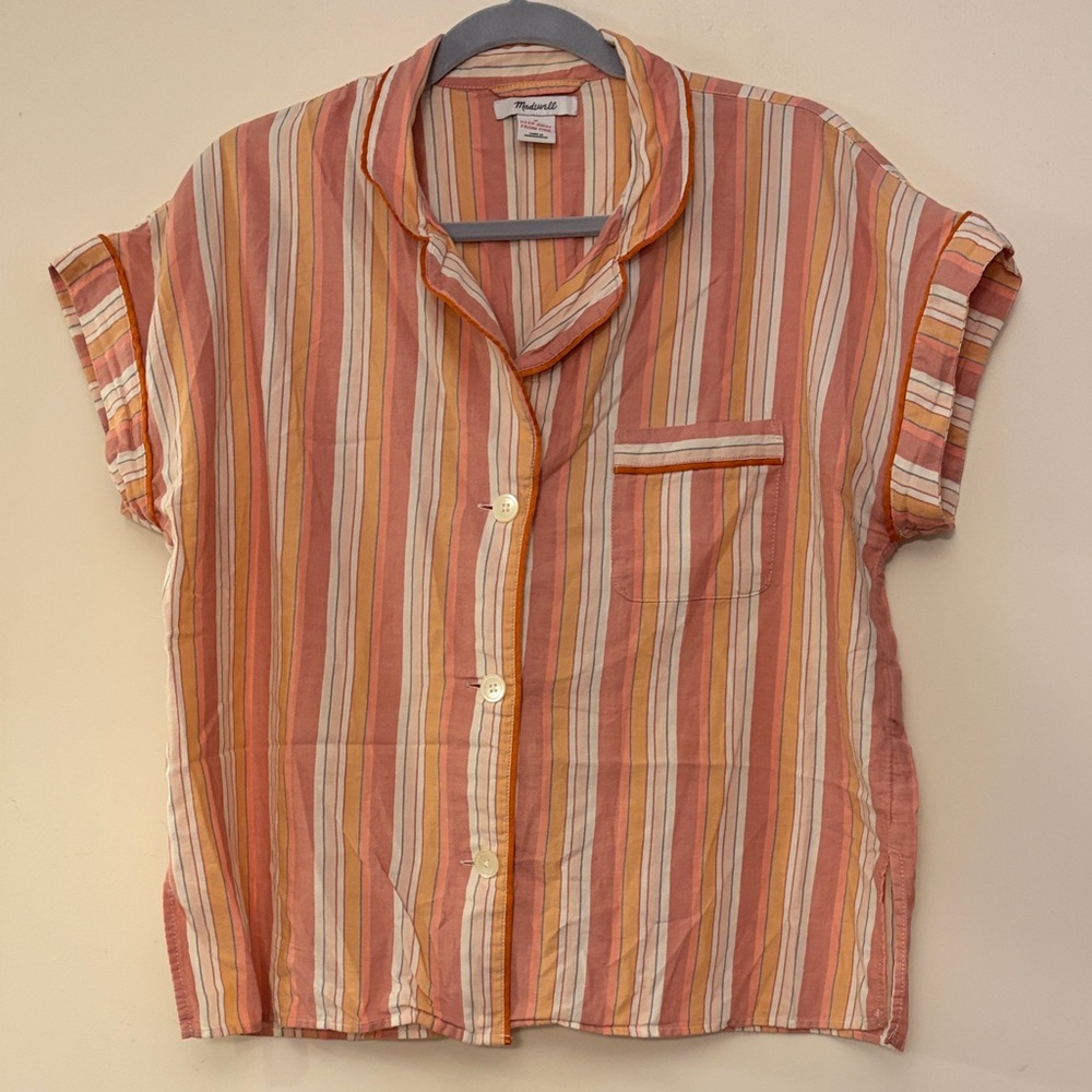 Madewell Multicolor Striped Short Sleeve Cotton Pajama Top, size M
